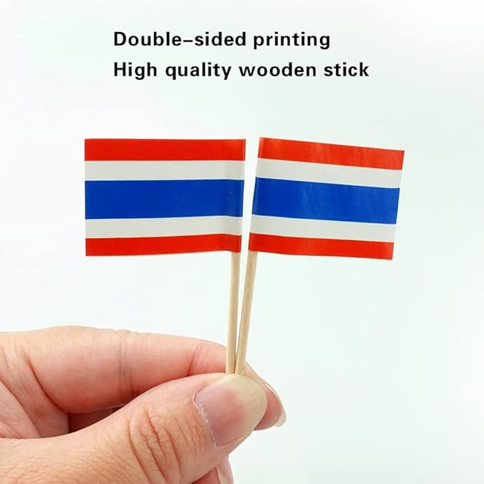 Thailand Flag Thai Flag, Small Mini Thailand Toothpick Flags for Food, Cupcakes, Cocktails, Appetizers, Bar Party Decorations