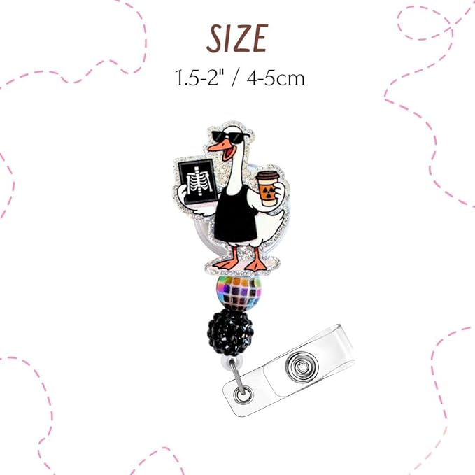 Radiology Badge Reel Funny Silly Goose Cool X-ray Tech Rad Technician MRI Radiologic Technologist ID Name Holder Retractable Clip Gifts for Radiologist Radiographer Hospital Staff Appreciation Week
