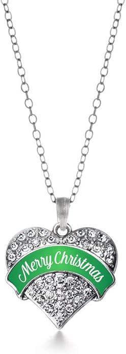 Inspired Silver - Silver Pave Heart Charm 18 Inch Necklace with Cubic Zirconia Jewelry