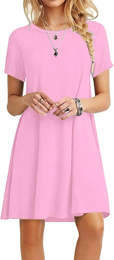 MOLERANI Women's Casual Plain Simple T-Shirt Loose Dress