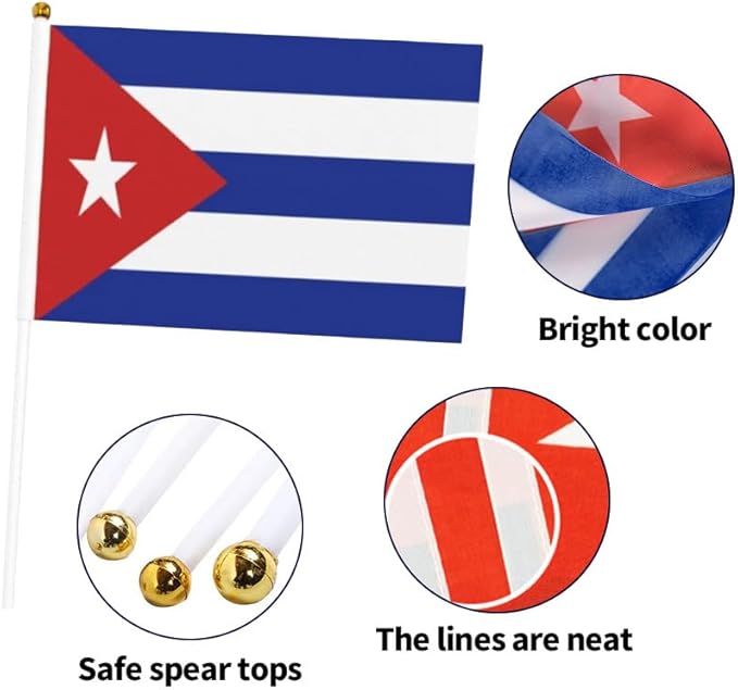 20 Pack Small Cuba Flags on Stick Mini Handheld Cuban Flag for Parades, Independence Day and Patriotic Events 5x8 Inch Durable Weather-Resistant Flags with 12 Inch Sticks(Cuba)