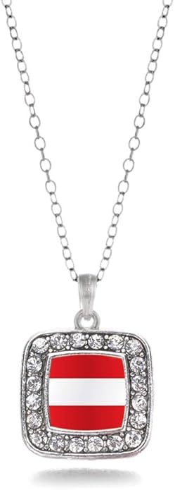 Inspired Silver - Silver Square Charm 18 Inch Necklace with Cubic Zirconia Jewelry