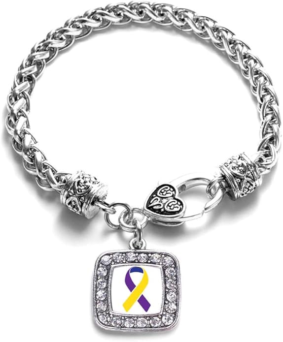 Inspired Silver - Silver Square Charm Bracelet with Cubic Zirconia Jewelry