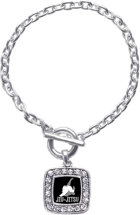Inspired Silver - Silver Square Charm Toggle Bracelet with Cubic Zirconia Jewelry