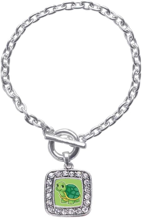 Inspired Silver - Silver Square Charm Toggle Bracelet with Cubic Zirconia Jewelry