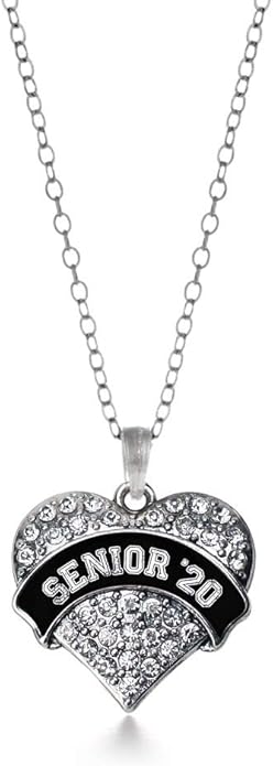 Inspired Silver - Silver Pave Heart Charm 18 Inch Necklace with Cubic Zirconia Jewelry