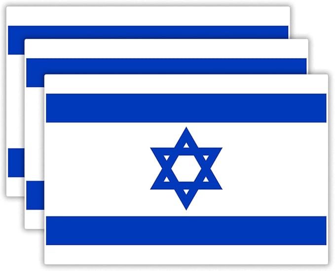 (3PCS) Israel Flag stickers, Countries Flag Stickers - Waterproof Vinyl Decals For Laptops, Tumblers, Water Bottles, Books, Scrapbooks, Size 3 x 2 Inch