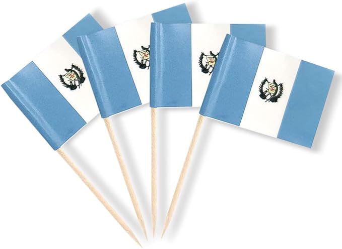 Guatemala Flag Guatemalan Flag, Small Mini Guatemala Toothpick Flags for Food, Cupcakes, Cocktails, Appetizers, Bar Party Decorations