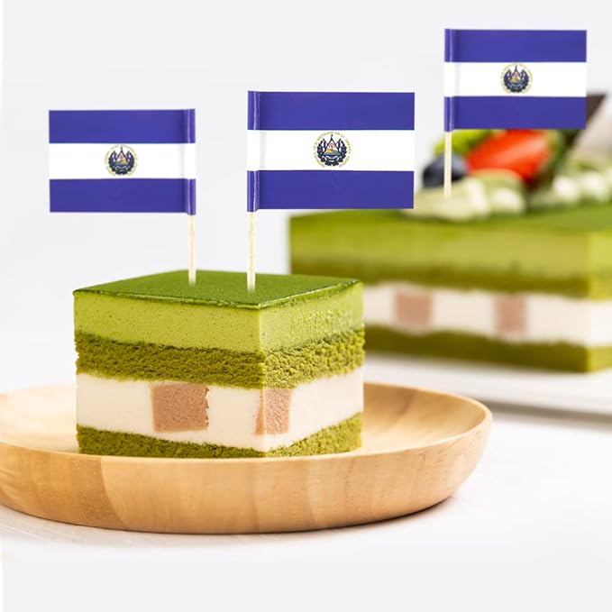 El Salvador Flag Salvadoran Flag, Small Mini Salvadoran Toothpick Flags for Food, Cupcakes, Cocktails, Appetizers, Bar Party Decorations