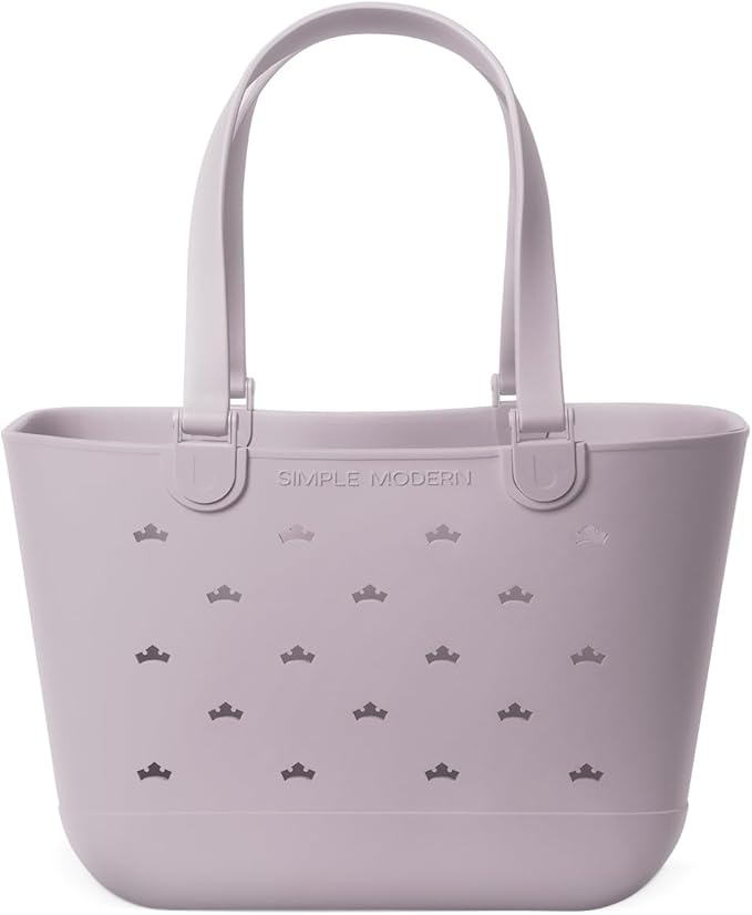 Simple Modern Disney Large Beach Bag | Waterproof Getaway Rubber Tote with Zipper Pocket for Travel, Pool, Boat, Groceries, Sports | Lavender Princess