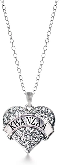Inspired Silver - Silver Pave Heart Charm 18 Inch Necklace with Cubic Zirconia Jewelry