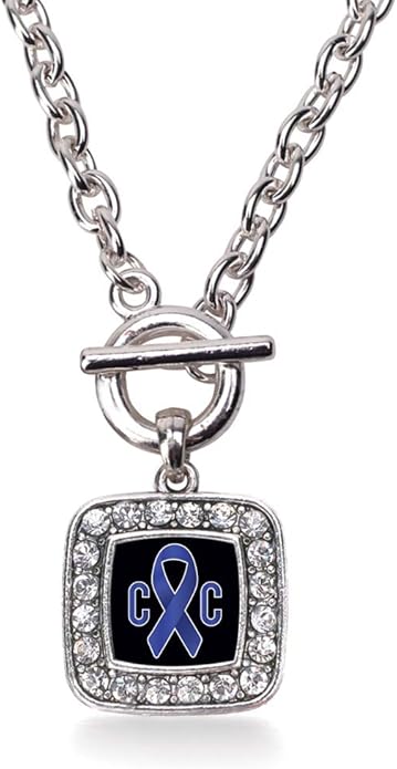 Inspired Silver - Silver Square Charm 18 Inch Necklace with Cubic Zirconia Jewelry