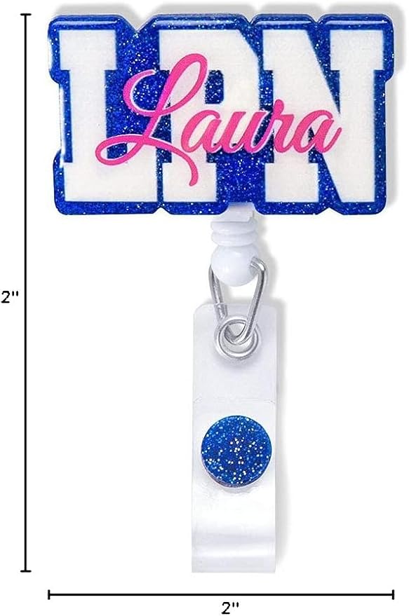 Custom Retractable Cute Name PA LAB LPN TECH MD RMA BSN EMT CNA LVN RN ID Badge Reels Holder for Nurse Coworkers Employee Hospital Doctor