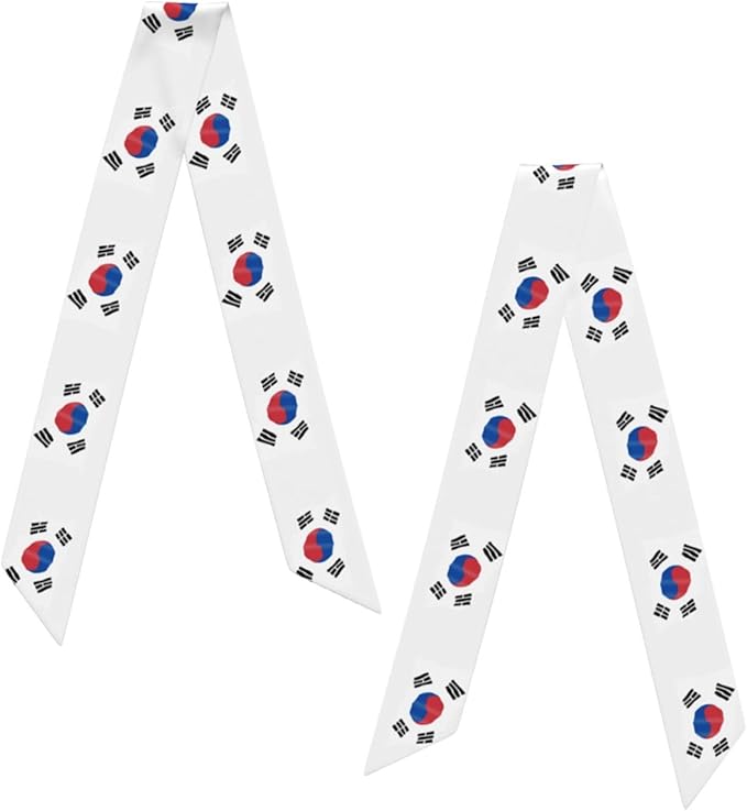 Flag of South Korea Women'S Luxury Satin Silk Scarf for Hair Neck Purse - Soft Lightweight Sun Protection Bandana Accessory with Glossy Finish for Summer Handbag Decoration