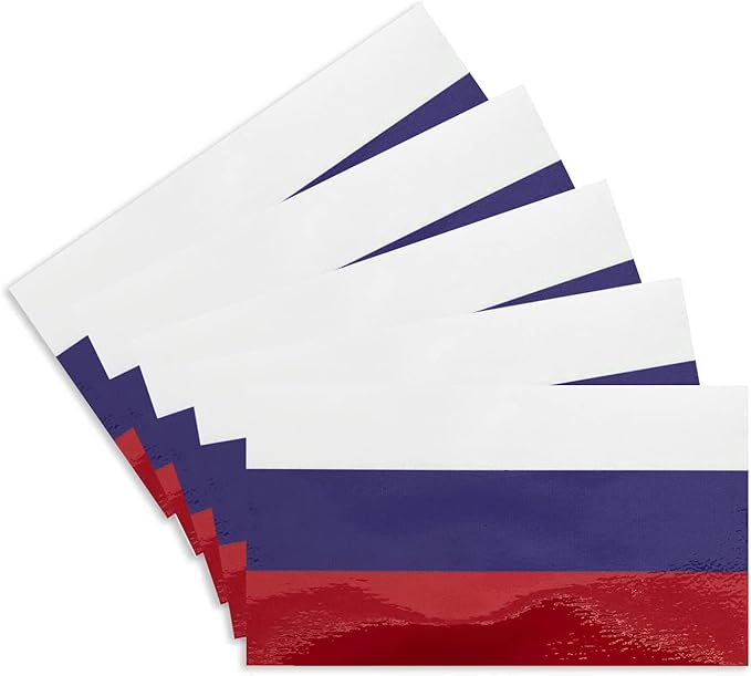 CANTENDO 5Pcs Russia Flag Decal Sticker - Russians Flag Reflective Vinyl Car Stickers - for Car Window Bumper Waterproof Sticker (2.5 x 4.5 Inch)