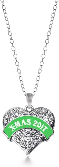 Inspired Silver - Silver Pave Heart Charm 18 Inch Necklace with Cubic Zirconia Jewelry