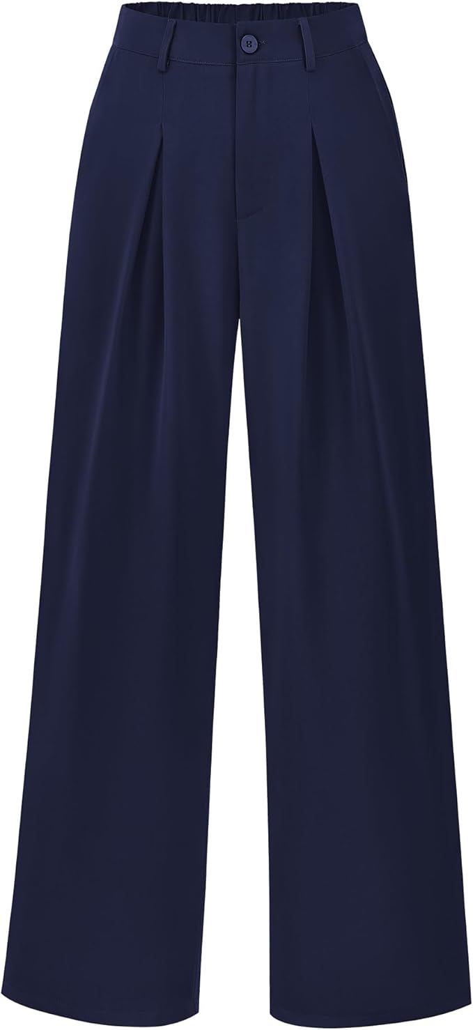 BTFBM Women High Waist Palazzo Pants Spring 2026 Casual Wide Leg Trousers Loose Work Office Business Suit Pant Pockets