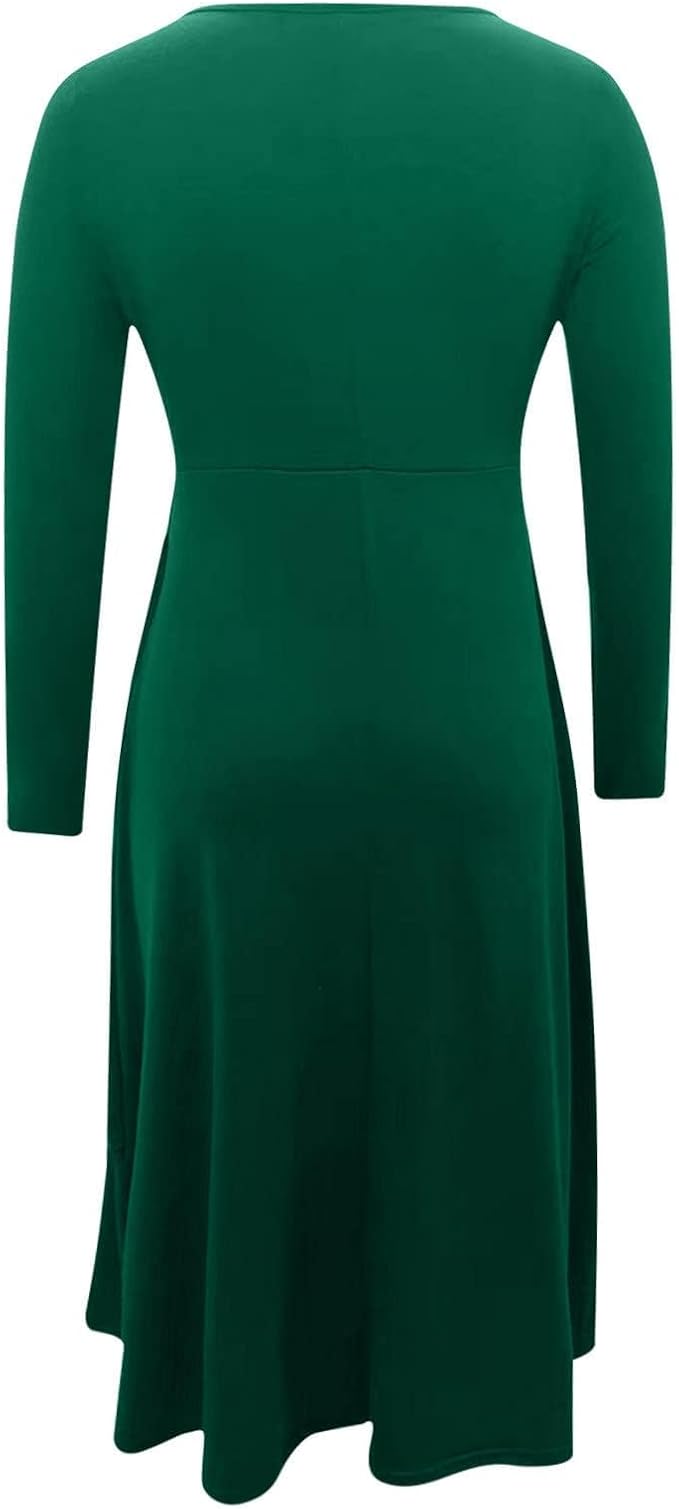 Winter Dresses for Women Wedding Guests Casual Cute Heart Long Sleeve Tiered Maxi Dress with Pockets Plus Size