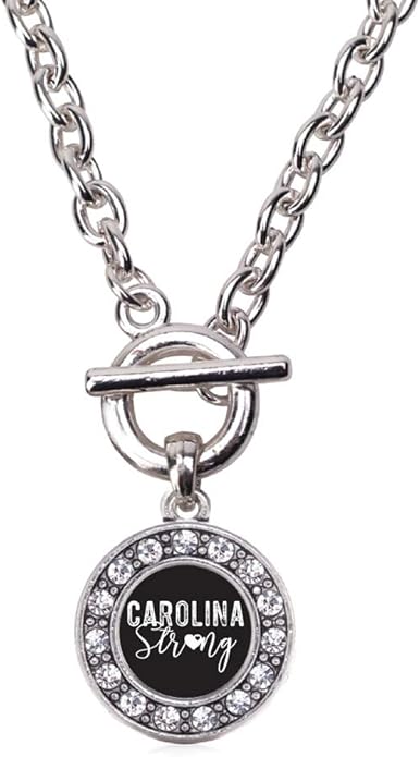 Inspired Silver - Silver Circle Charm 18 Inch Necklace with Cubic Zirconia Jewelry