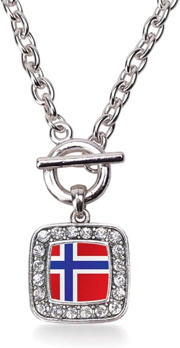 Inspired Silver - Silver Square Charm 18 Inch Necklace with Cubic Zirconia Jewelry
