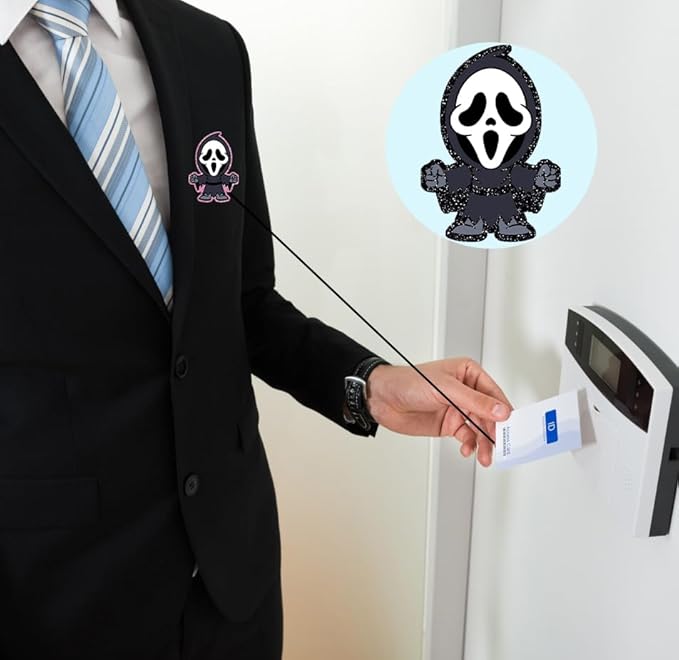 Horror Ghost Halloween Badge Reels Retractable Funny Cute Badge Holder with Badge Reel ID Clip Name Tag Card Tag Card Badge Clip Acrylic Accessories Gifts Nurse