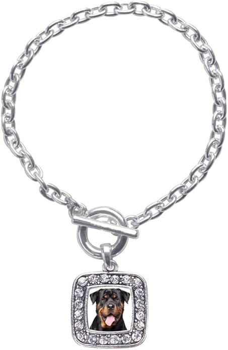 Inspired Silver - Silver Square Charm Toggle Bracelet with Cubic Zirconia Jewelry