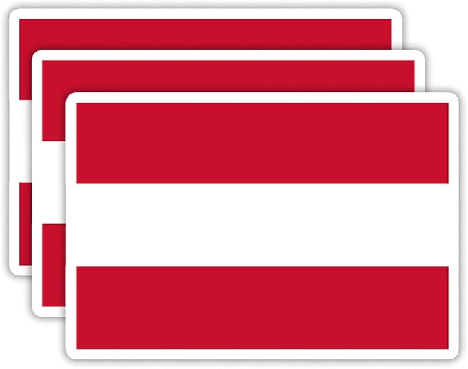 (3PCS) Austria Flag stickers, Countries Flag Stickers - Waterproof Vinyl Decals For Laptops, Tumblers, Water Bottles, Books, Scrapbooks, Size 3 x 2 Inch