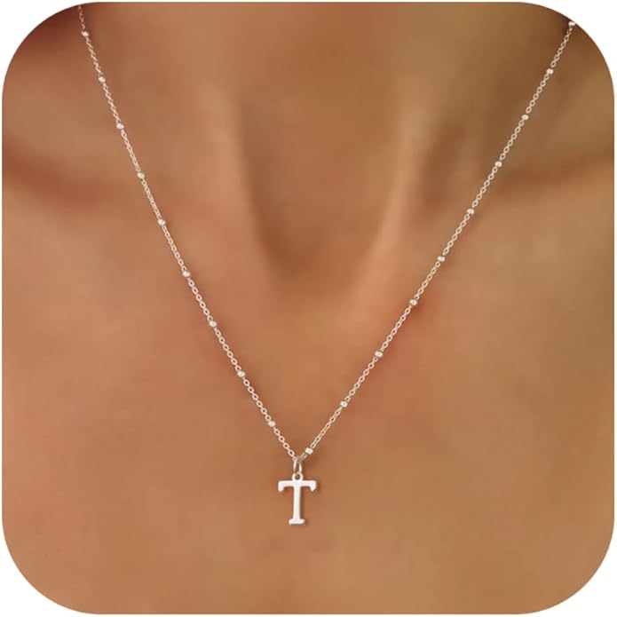 MDIEEL Initial Necklaces for Women Dainty 14k Gold Plated A-Z Letter Pendant Name Necklaces Cute Charm Choker Fashion Accessories Non Tarnish Trendy Jewelry Gift