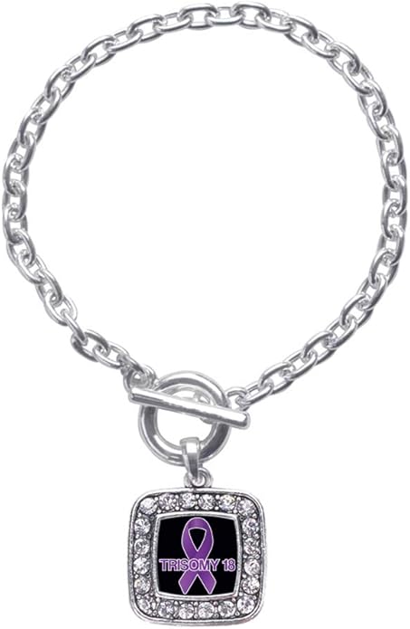 Inspired Silver - Silver Square Charm Toggle Bracelet with Cubic Zirconia Jewelry
