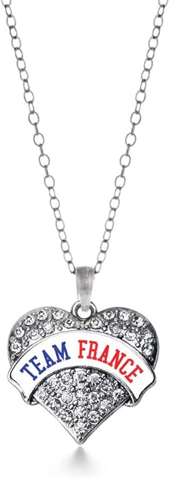 Inspired Silver - Silver Pave Heart Charm 18 Inch Necklace with Cubic Zirconia Jewelry