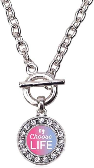 Inspired Silver - Silver Circle Charm 18 Inch Necklace with Cubic Zirconia Jewelry