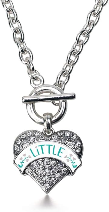 Inspired Silver - Silver Pave Heart Charm 18 Inch Necklace with Cubic Zirconia Jewelry