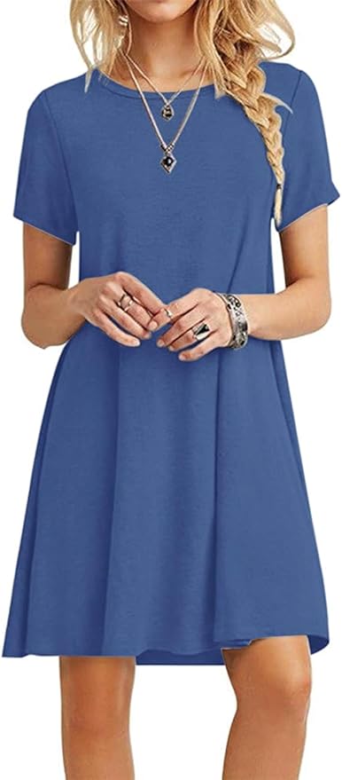 MOLERANI Women's Casual Plain Simple T-Shirt Loose Dress