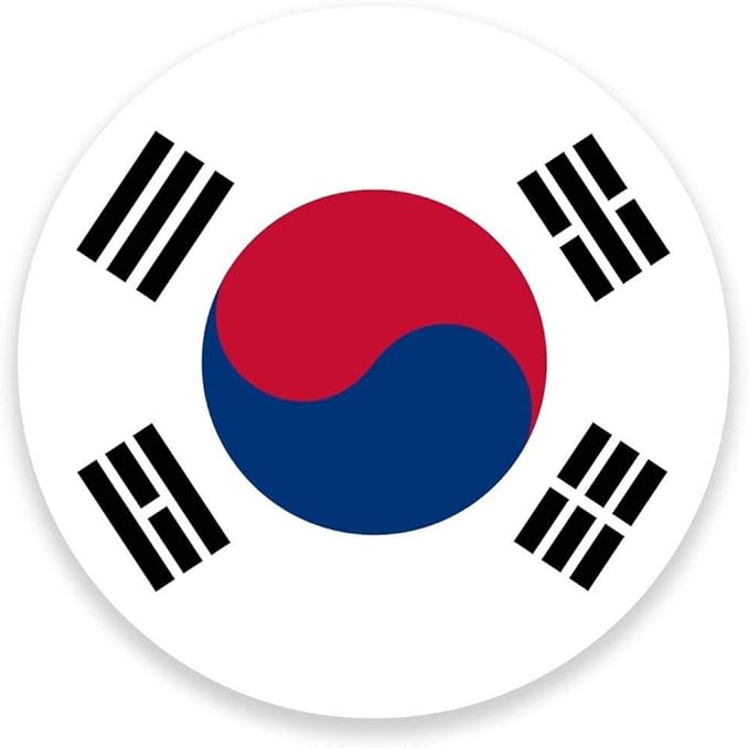 Glover Trading South Korea Flag Round Steel Metal Key Chain Keychain Ring Double Sided Deisgn