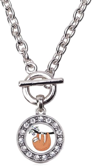 Inspired Silver - Silver Circle Charm 18 Inch Necklace with Cubic Zirconia Jewelry