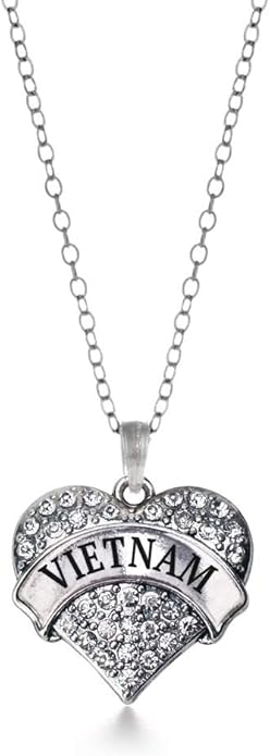 Inspired Silver - Silver Pave Heart Charm 18 Inch Necklace with Cubic Zirconia Jewelry