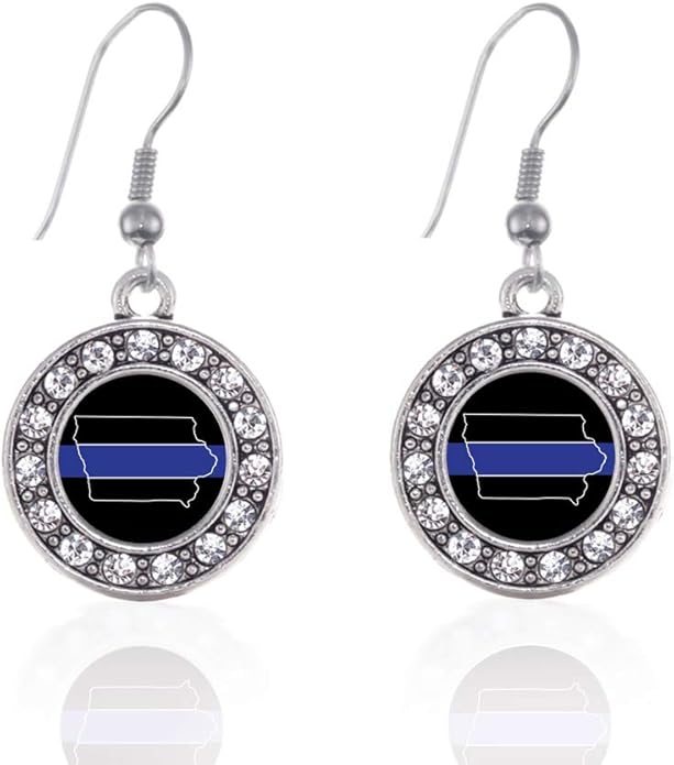 Inspired Silver - Silver Circle Charm French Hook Drop Earrings with Cubic Zirconia Jewelry