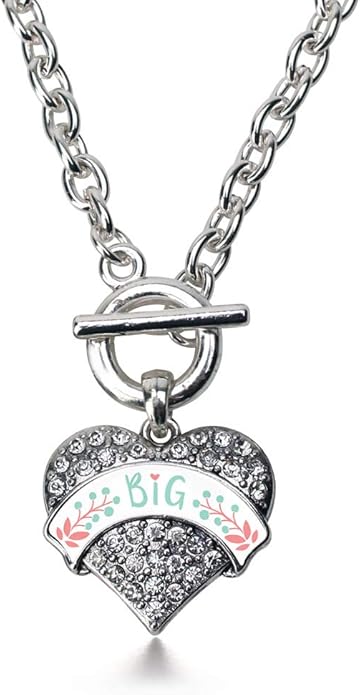 Inspired Silver - Silver Pave Heart Charm 18 Inch Necklace with Cubic Zirconia Jewelry