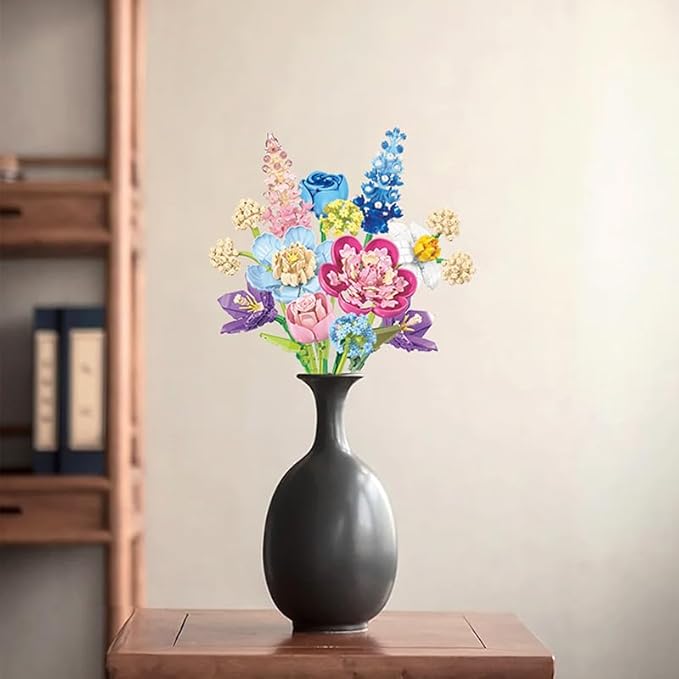 Flower Bouquet Building Block Sets, Artificial Flowers Adult Collection, Unique Home Décor, Idea Present for Adults and Kids, Valentine's Day Gifts for Girls, Standard Particles 865 PCS (JJ9092)