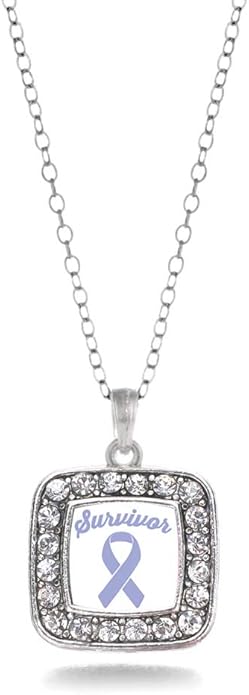 Inspired Silver - Silver Square Charm 18 Inch Necklace with Cubic Zirconia Jewelry