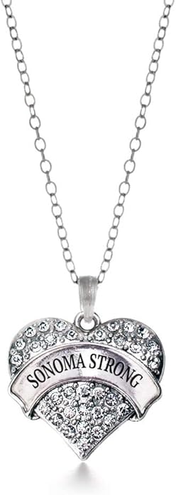 Inspired Silver - Silver Pave Heart Charm 18 Inch Necklace with Cubic Zirconia Jewelry