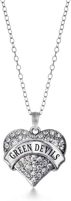 Inspired Silver - Silver Pave Heart Charm 18 Inch Necklace with Cubic Zirconia Jewelry
