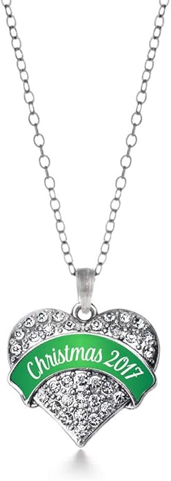 Inspired Silver - Silver Pave Heart Charm 18 Inch Necklace with Cubic Zirconia Jewelry