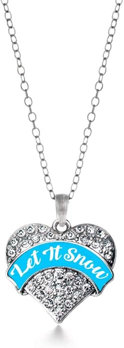 Inspired Silver - Silver Pave Heart Charm 18 Inch Necklace with Cubic Zirconia Jewelry