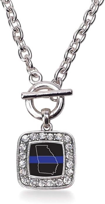 Inspired Silver - Silver Square Charm 18 Inch Necklace with Cubic Zirconia Jewelry