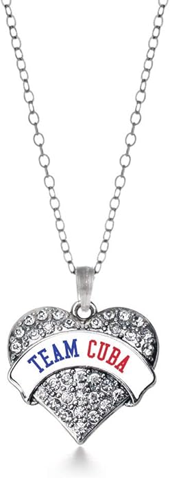 Inspired Silver - Silver Pave Heart Charm 18 Inch Necklace with Cubic Zirconia Jewelry