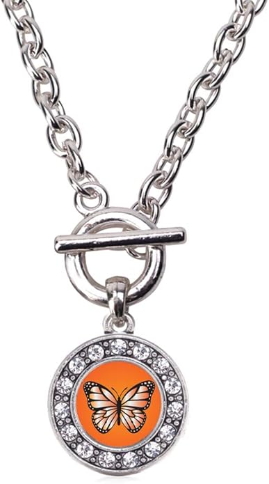 Inspired Silver - Silver Circle Charm 18 Inch Necklace with Cubic Zirconia Jewelry