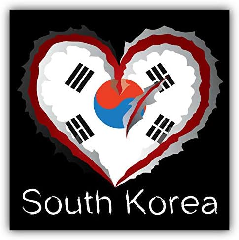 South Korea Flag Heart Decorative Scrapbooking Sticker Waterproof Vinyl Stickers for Water Bottle, Laptop & Phone Case – 50 Pack