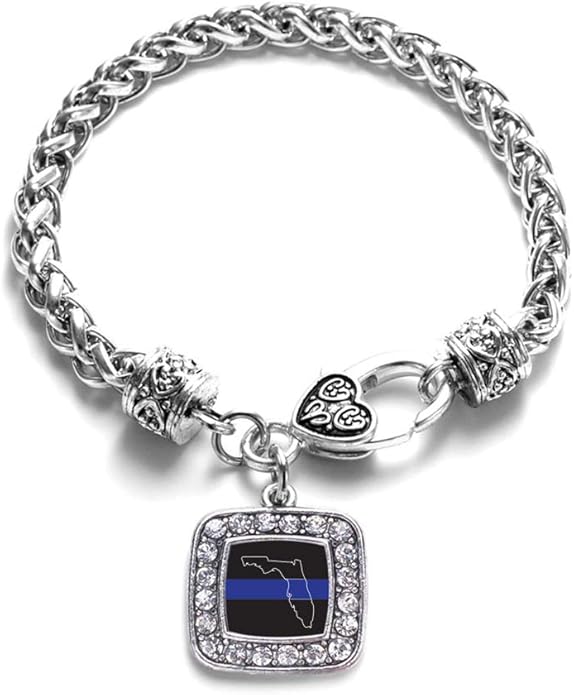 Inspired Silver - Silver Square Charm Bracelet with Cubic Zirconia Jewelry