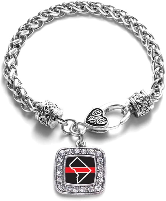 Inspired Silver - Silver Square Charm Bracelet with Cubic Zirconia Jewelry